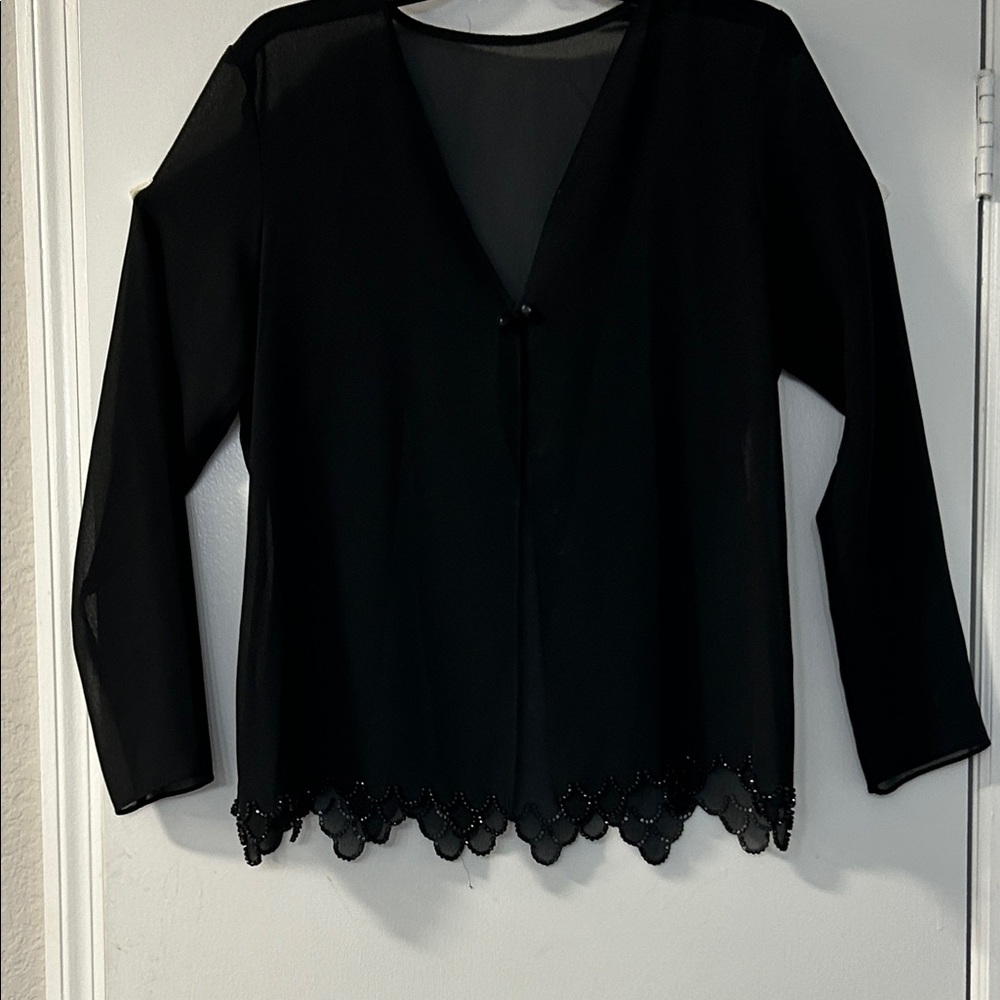 Elegant Black Sheer wrap with Beaded Hem